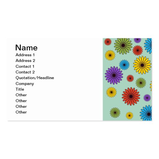 Cute Mint Green Floral Business Card (front side)