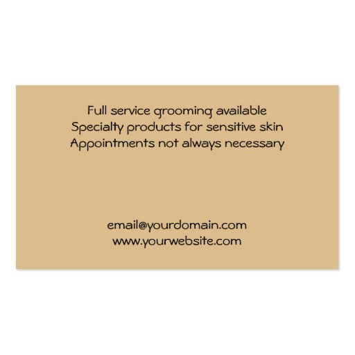 Cute Mobile Dog Grooming Business Card (back side)