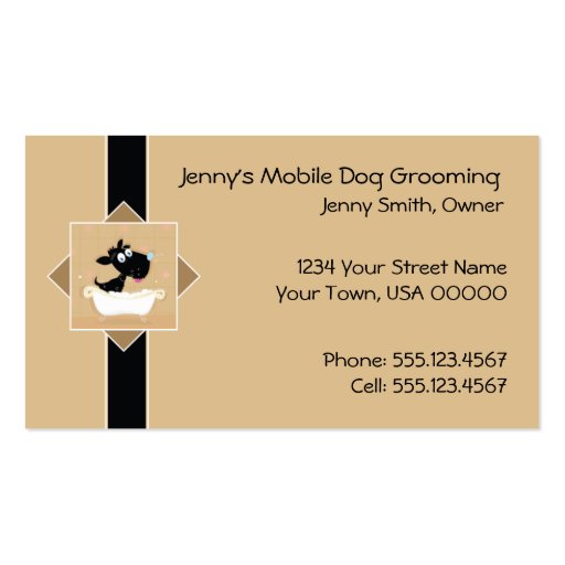 Cute Mobile Dog Grooming Business Card (front side)