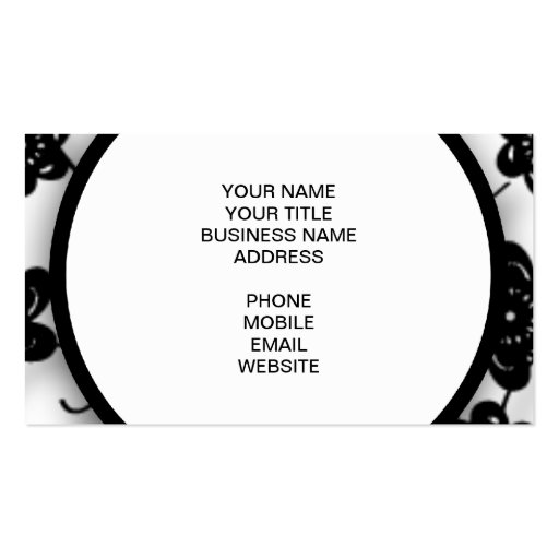 Cute Mod Black Flowers Pattern, Your Initial Business Cards (back side)