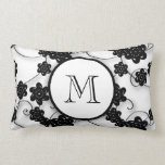 Cute Mod Black Flowers Pattern, Your Initial Pillows