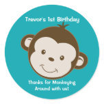 Cute Mod Monkey Custom Birthday Favor Stickers #2