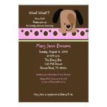 Cute Mod Pink Puppy Baby Shower 5x7 Invitations