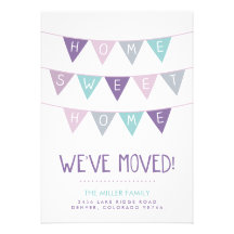 CUTE MODERN BUNTING & STRIPES MOVING ANNOUNCEMENT
