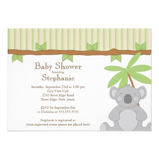 Cute Modern Koala Baby Shower Invitation