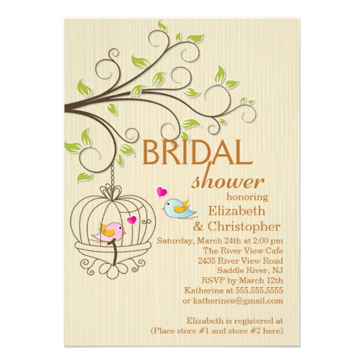 Cute Modern Love Birds Bridal Shower Invitations