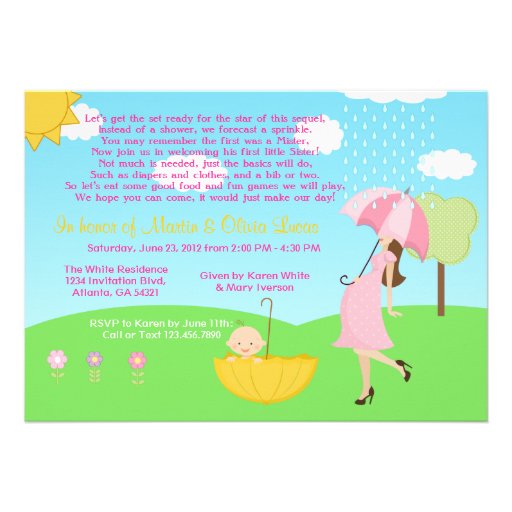 Cute Modern Mom and Baby Boy Baby Sprinkle Custom Invitation (front side)