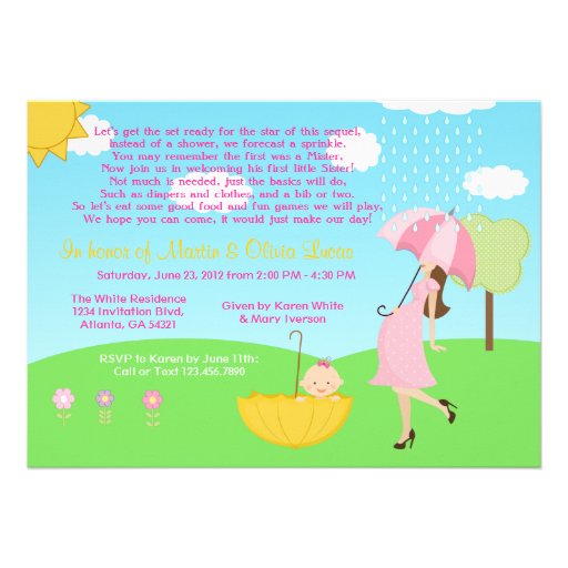 Cute Modern Mom and Baby Girl Baby Sprinkle Custom Invitation (front side)
