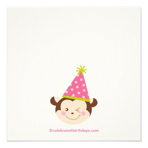 Cute Modern Monkey 3rd Birthday Party Invitations