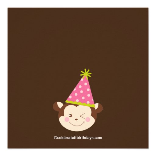 Cute Modern Monkey 3rd Birthday Party Invitations