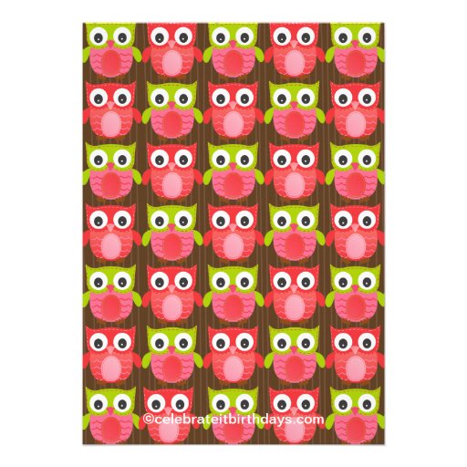 Cute Modern Owl 1st Birthday Party Invitations