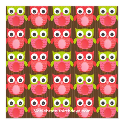 Cute Modern Owl 2nd Birthday Party Invitations