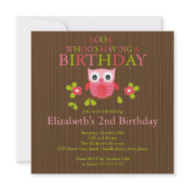 Cute Modern Owl Birthday Party Invitations