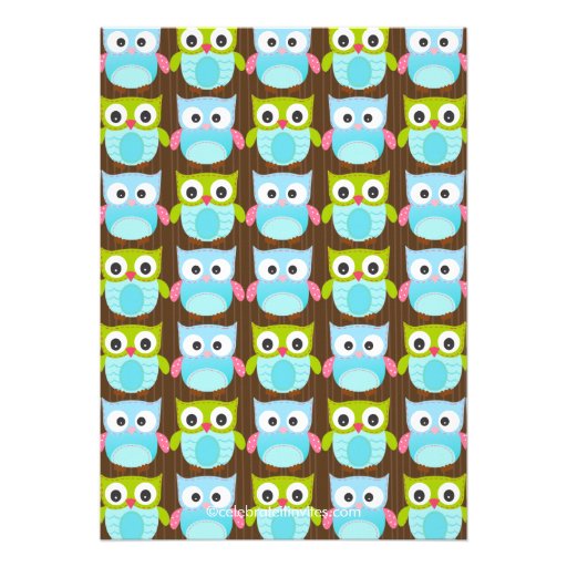 Cute Modern Owl Birthday Party Invitations