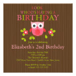 Cute Modern Owl Birthday Party Invitations