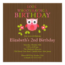 Cute Modern Owl Birthday Party Invitations