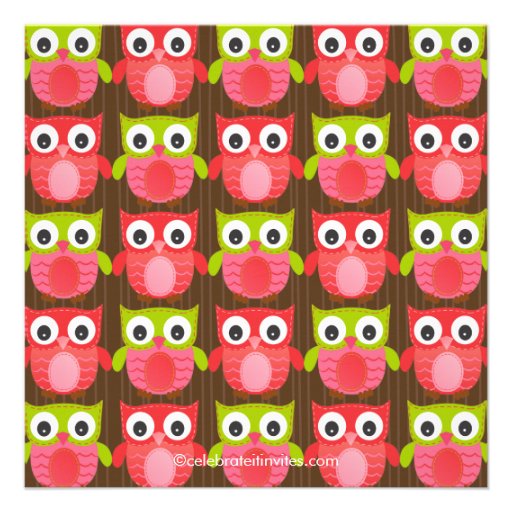 Cute Modern Owl Birthday Party Invitations