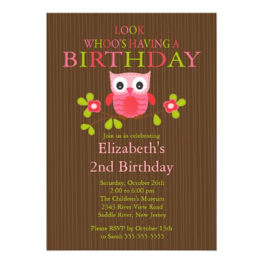 Cute Modern Owl Birthday Party Invitations