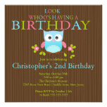 Cute Modern Owl Birthday Party Invitations