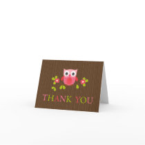 Cute Modern Owl Birthday Party Thank You Card