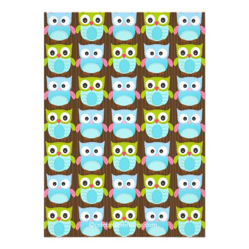 Cute Modern Owl Boys Baby Shower Invitations