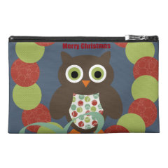 Cute Modern Owl Wreath Merry Christmas Gifts Travel Accessory Bags