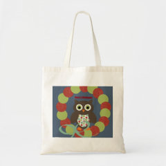 Cute Modern Owl Wreath Merry Christmas Gifts Bags