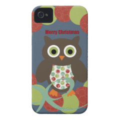 Cute Modern Owl Wreath Merry Christmas Gifts Case-Mate iPhone 4 Case
