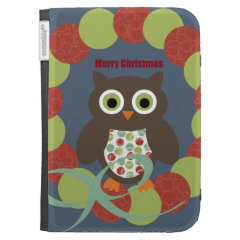 Cute Modern Owl Wreath Merry Christmas Gifts Kindle Cases