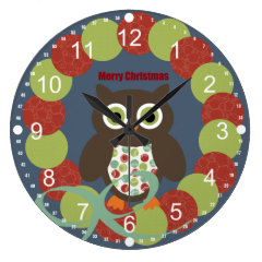 Cute Modern Owl Wreath Merry Christmas Gifts Wallclock