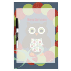 Cute Modern Owl Wreath Merry Christmas Gifts Dry-Erase Board