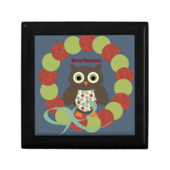 Cute Modern Owl Wreath Merry Christmas Gifts Jewelry Boxes