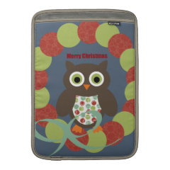 Cute Modern Owl Wreath Merry Christmas Gifts MacBook Air Sleeve