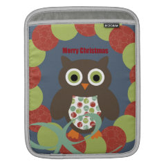 Cute Modern Owl Wreath Merry Christmas Gifts Sleeve For iPads