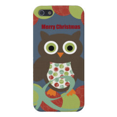 Cute Modern Owl Wreath Merry Christmas Gifts Cover For iPhone 5