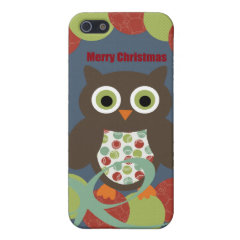 Cute Modern Owl Wreath Merry Christmas Gifts iPhone 5 Cover