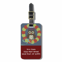 Cute Modern Owl Wreath Merry Christmas Gifts Tag For Luggage