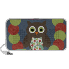 Cute Modern Owl Wreath Merry Christmas Gifts Mp3 Speaker