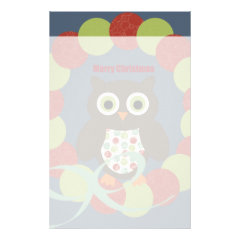 Cute Modern Owl Wreath Merry Christmas Gifts Customized Stationery