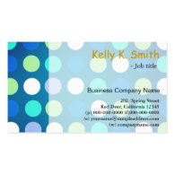 Cute, modern, trendy, big blue, green polka dots business card
