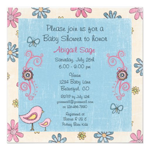 Cute Mom and Baby Bird Baby Shower Invitation