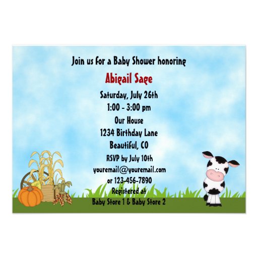 Cute Mom and Baby Cow Autumn Baby Shower Invite