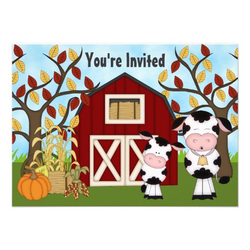 Cute Mom and Baby Cow Autumn Baby Shower Invite