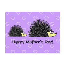 Cute Mom and Baby Hedgehog Mother's Day Postcard