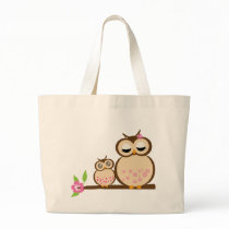 Cute mom and baby owl canvas bags