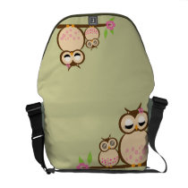 Cute Mom and baby owl Commuter Bags