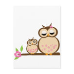 Cute mom and baby owl post cards