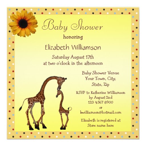 Cute Mom & Baby Giraffe Neutral Baby Shower Invite