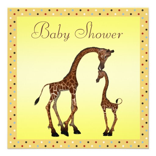 Cute Mom & Baby Giraffe Neutral Baby Shower Invite