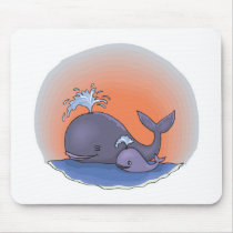 cute mommy and baby whale mousepads